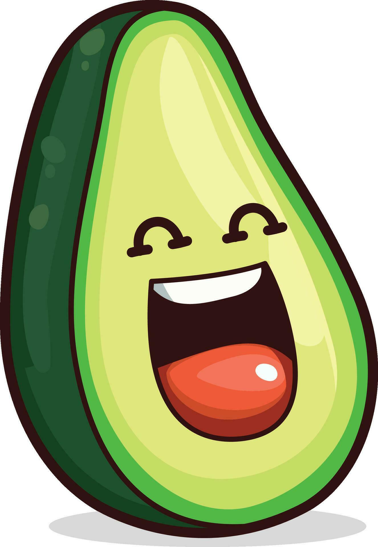 Happy Avocado half cartoon vector illustration, alligator pear, cartoon