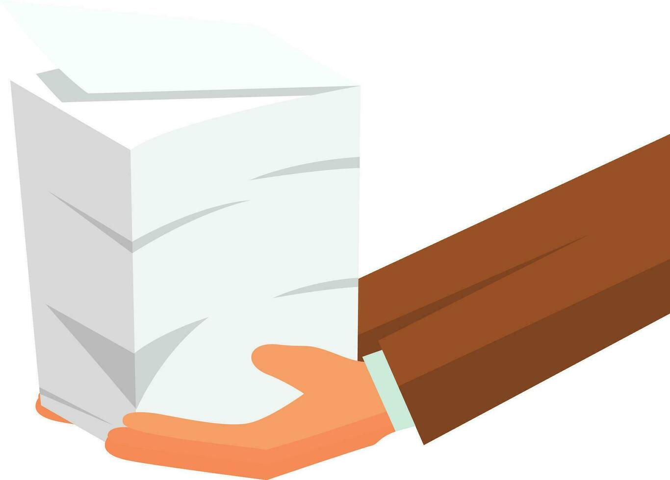 Hand holding a pile of papers or set of stationeries Vector illustration, Flat background with papers, Paperwork and office routine, documents Workspace