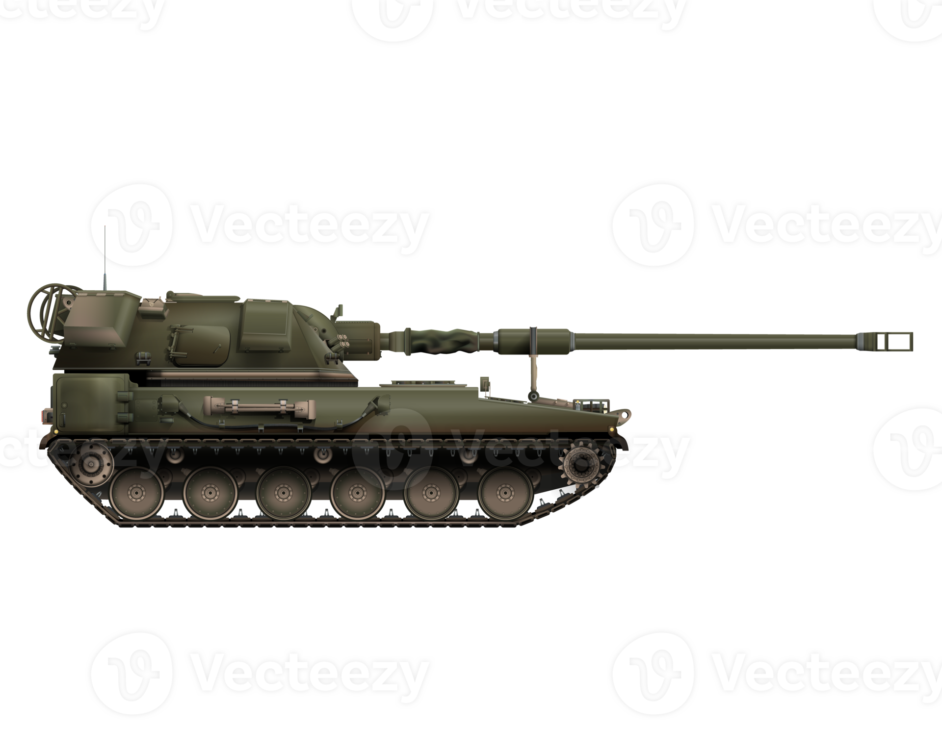 Selfpropelled artillery in realistic style. Army and weapons. Military
