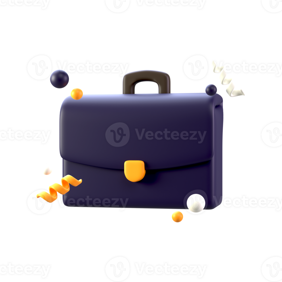3D Icon of briefcase or suitcase in PNG transparent