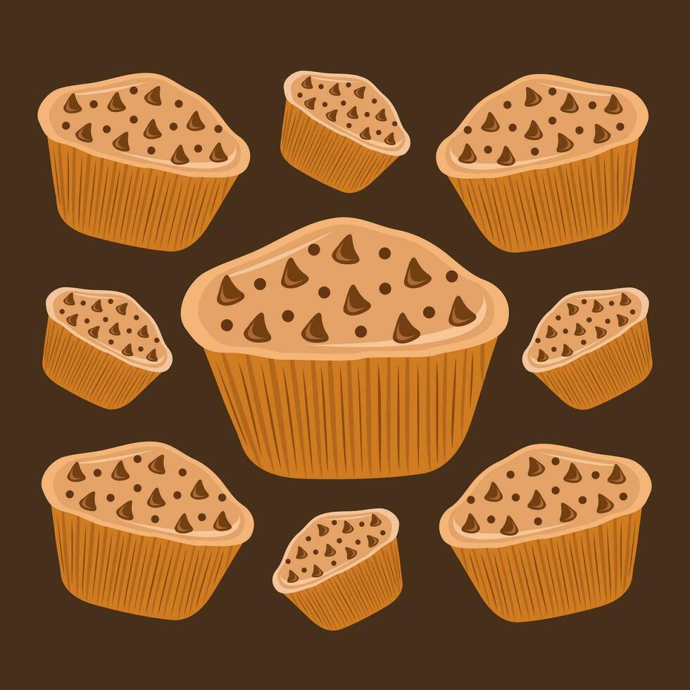 Chocolate muffin chips vector illustration for graphic design and decorative element