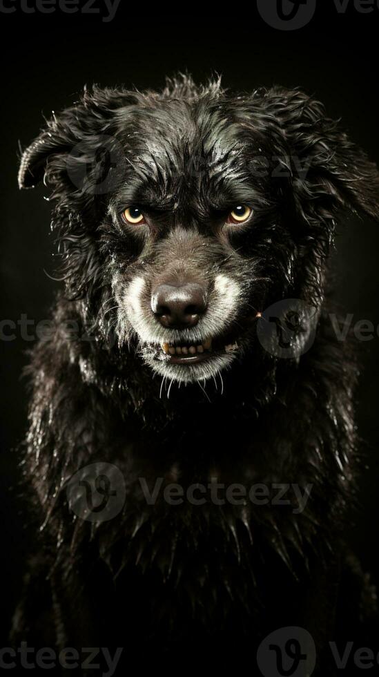 Portrait of a angry dog. AI generative photo