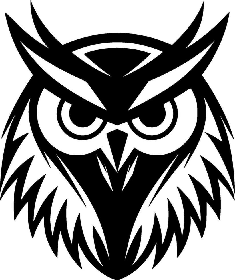 Owl, Black and White Vector illustration