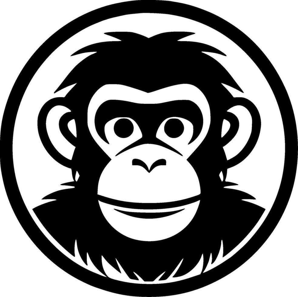 Monkey - Black and White Isolated Icon - Vector illustration