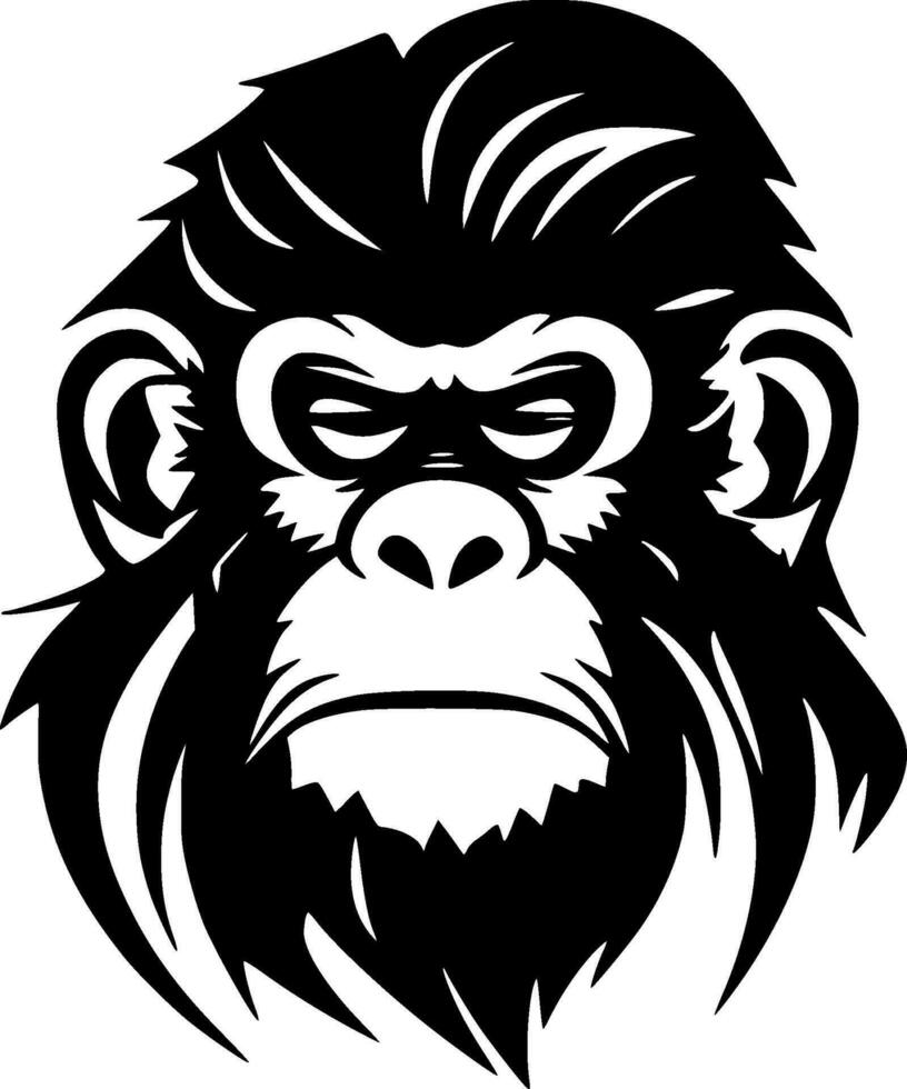 Monkey, Black and White Vector illustration