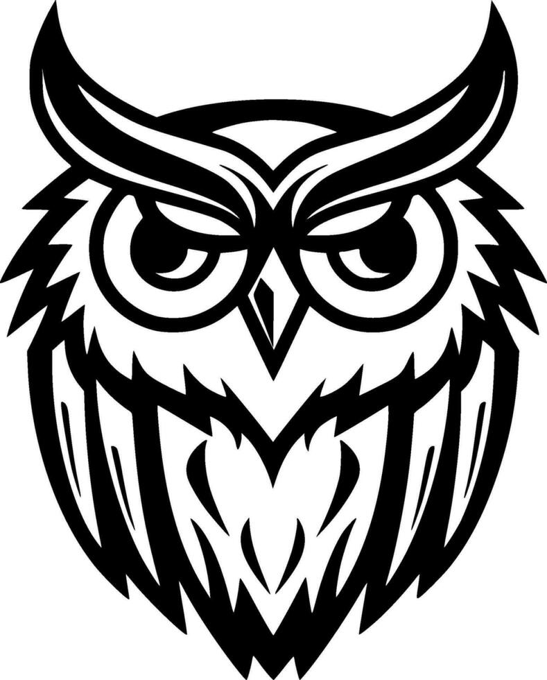 Owl, Black and White Vector illustration