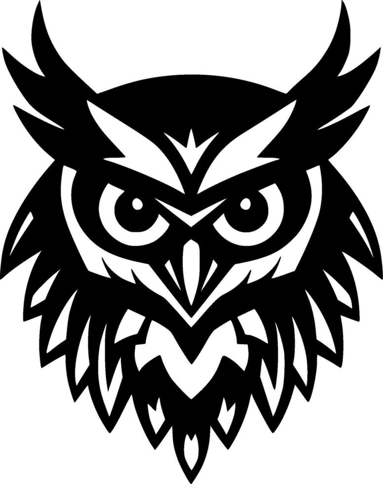 Owl, Black and White Vector illustration