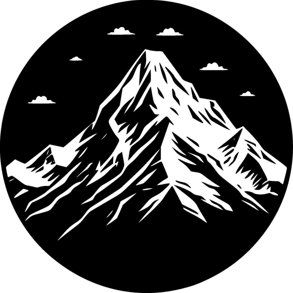 montaña, negro y blanco vector ilustración