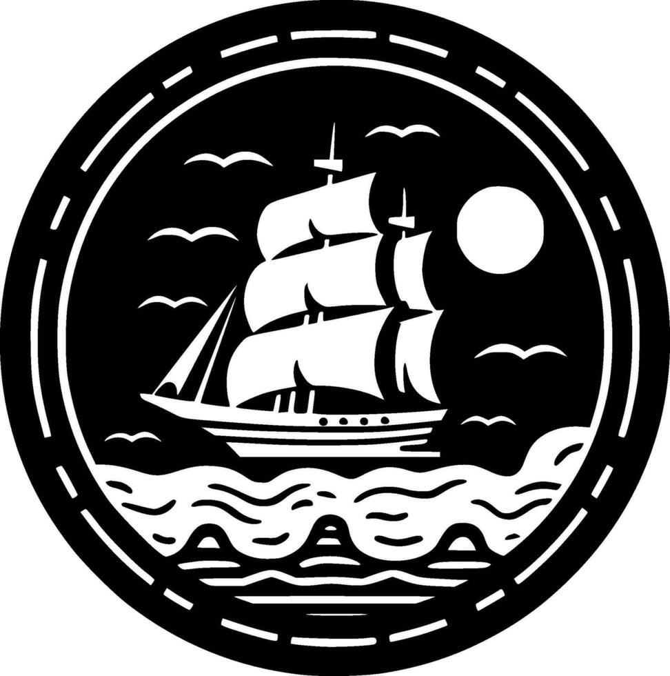 Nautical - Black and White Isolated Icon - Vector illustration