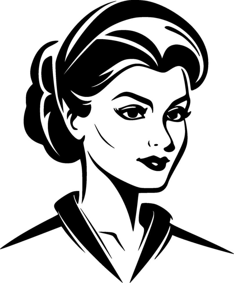 Nurse - Black and White Isolated Icon - Vector illustration