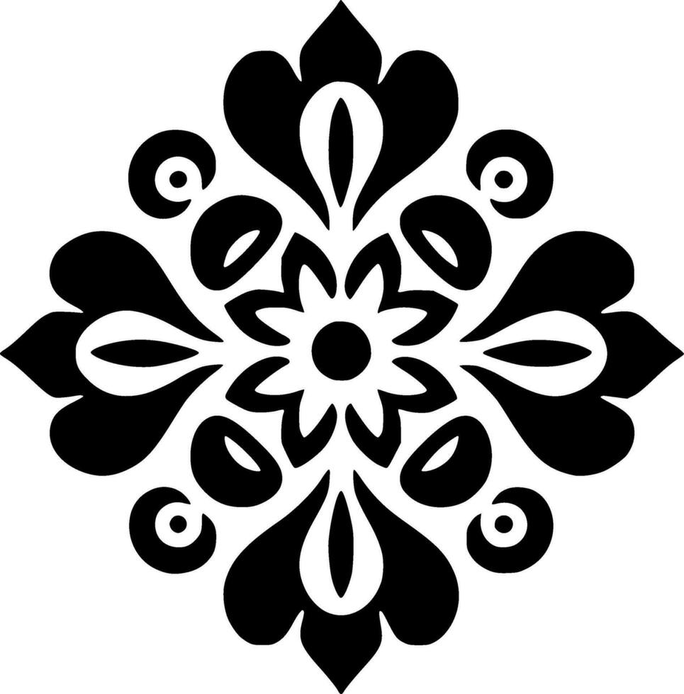 Mandala - Black and White Isolated Icon - Vector illustration