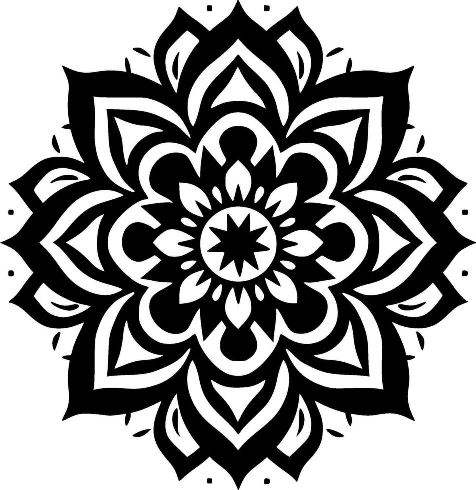 Mandala, Black and White Vector illustration