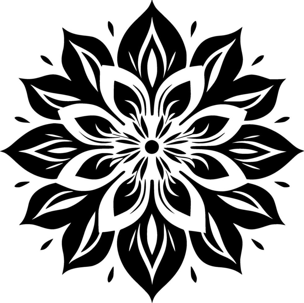 Mandala, Black and White Vector illustration