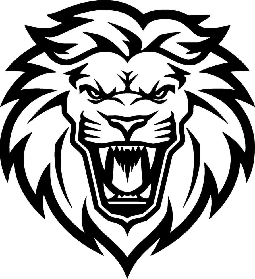 Lion, Black and White Vector illustration