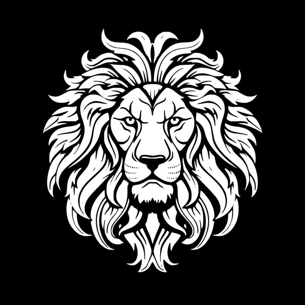 Lion, Black and White Vector illustration