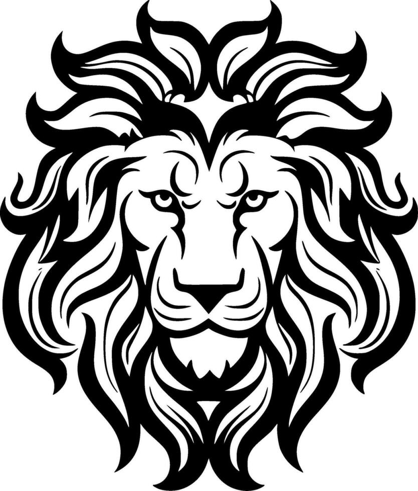 Lion, Black and White Vector illustration