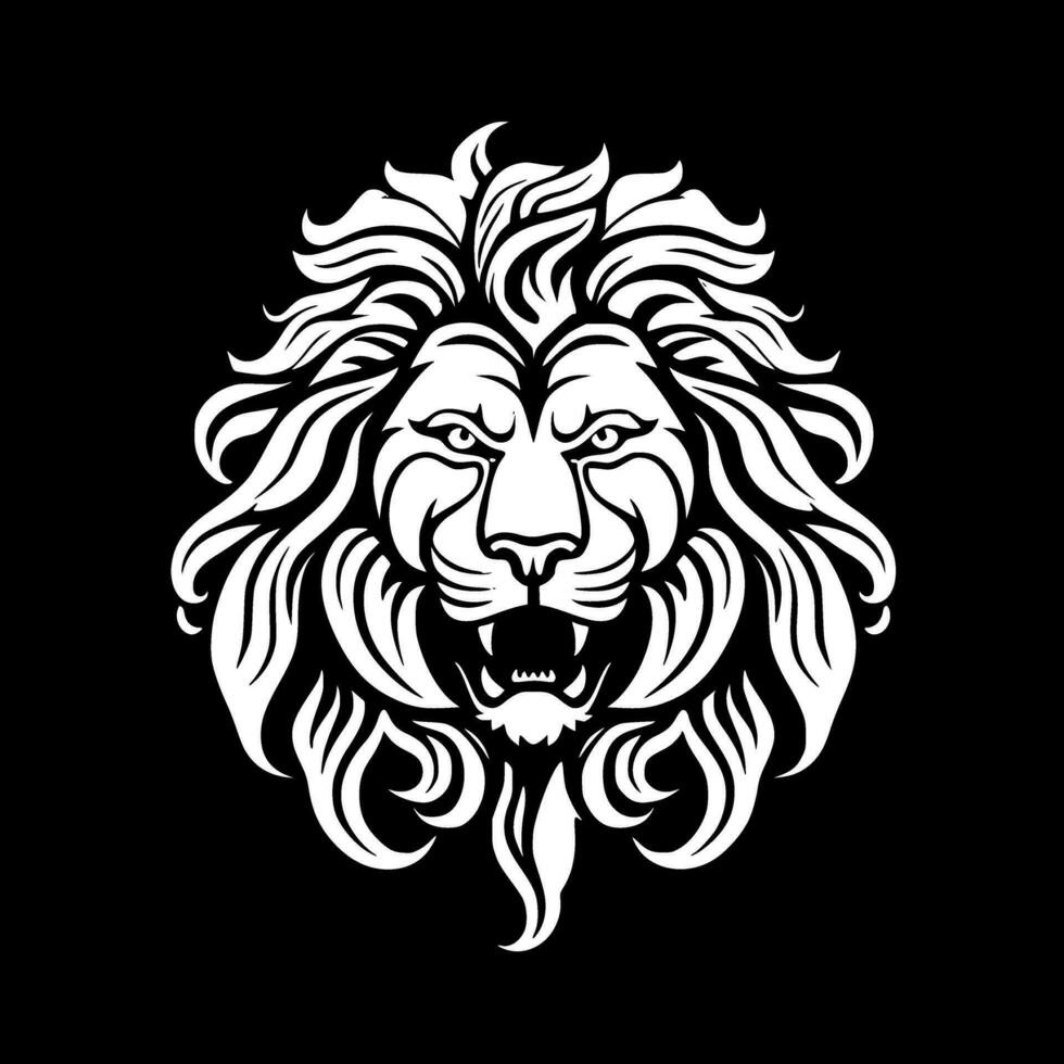 Lion - Black and White Isolated Icon - Vector illustration