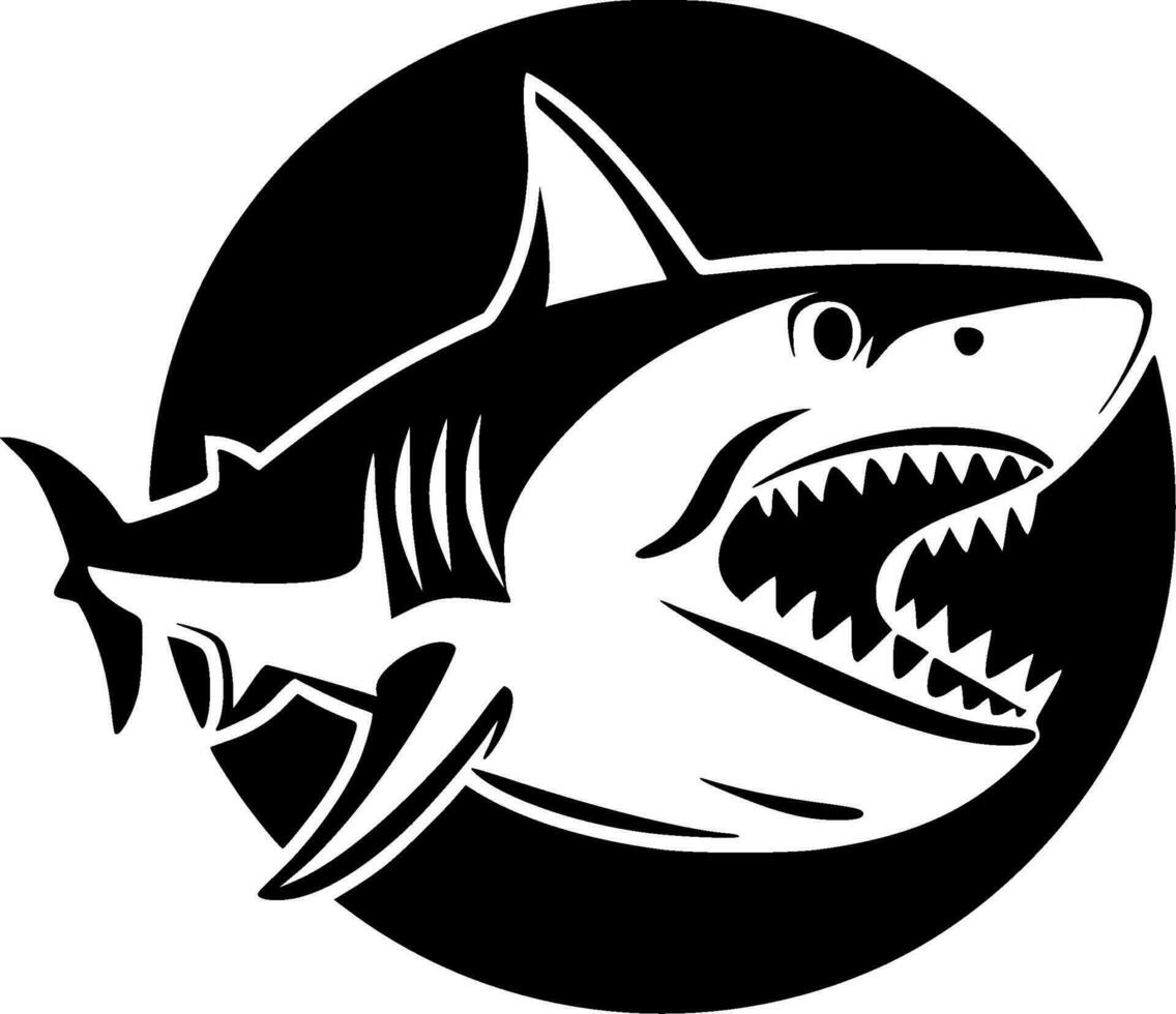 Shark, Black and White Vector illustration