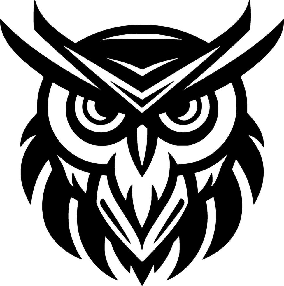 Owl, Black and White Vector illustration