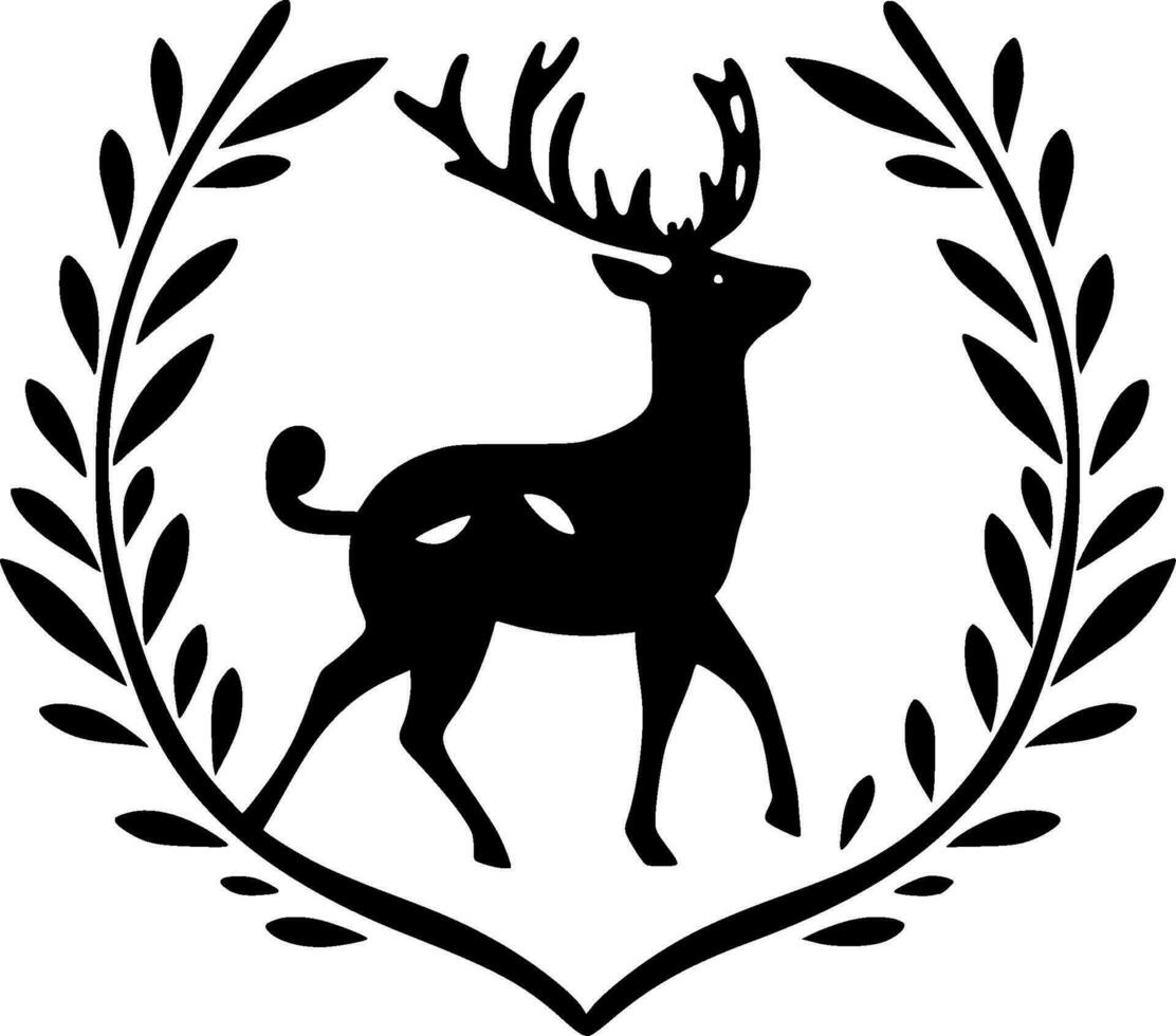 Reindeer - Black and White Isolated Icon - Vector illustration