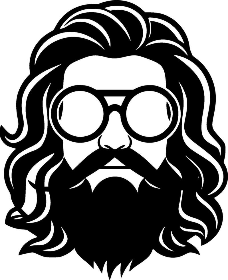 hippie - negro y blanco aislado icono - vector ilustración