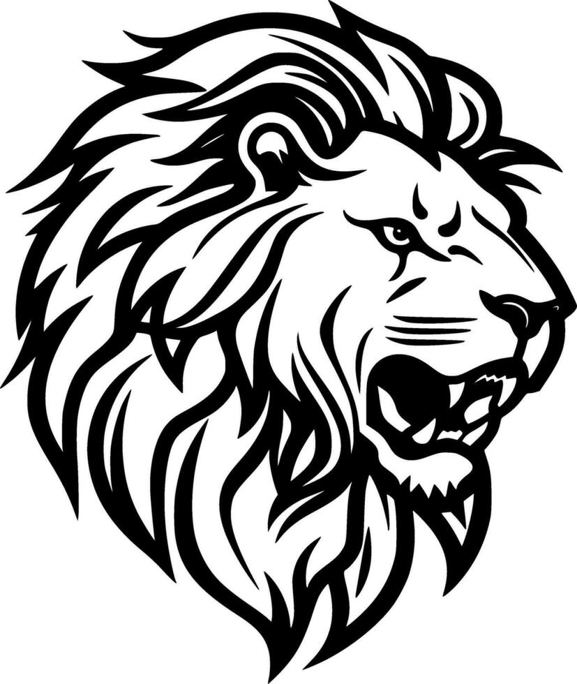 Lion, Black and White Vector illustration