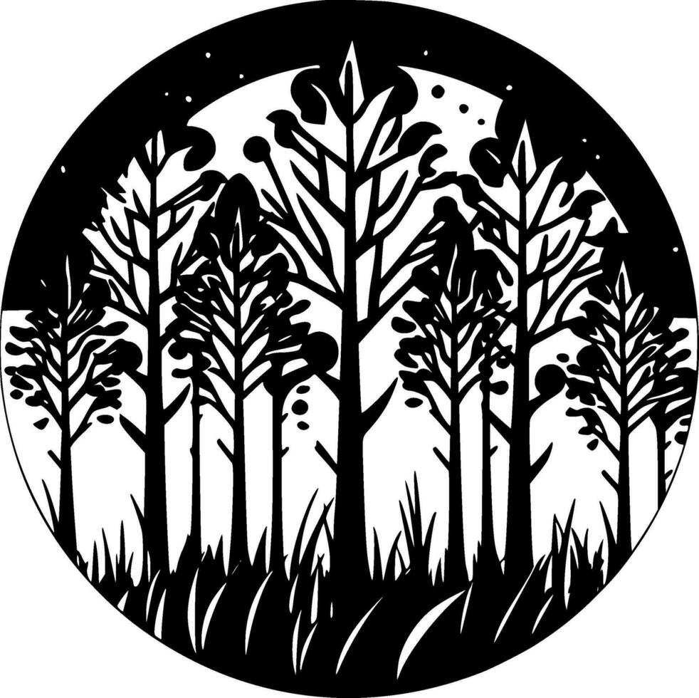 Forest, Minimalist and Simple Silhouette - Vector illustration