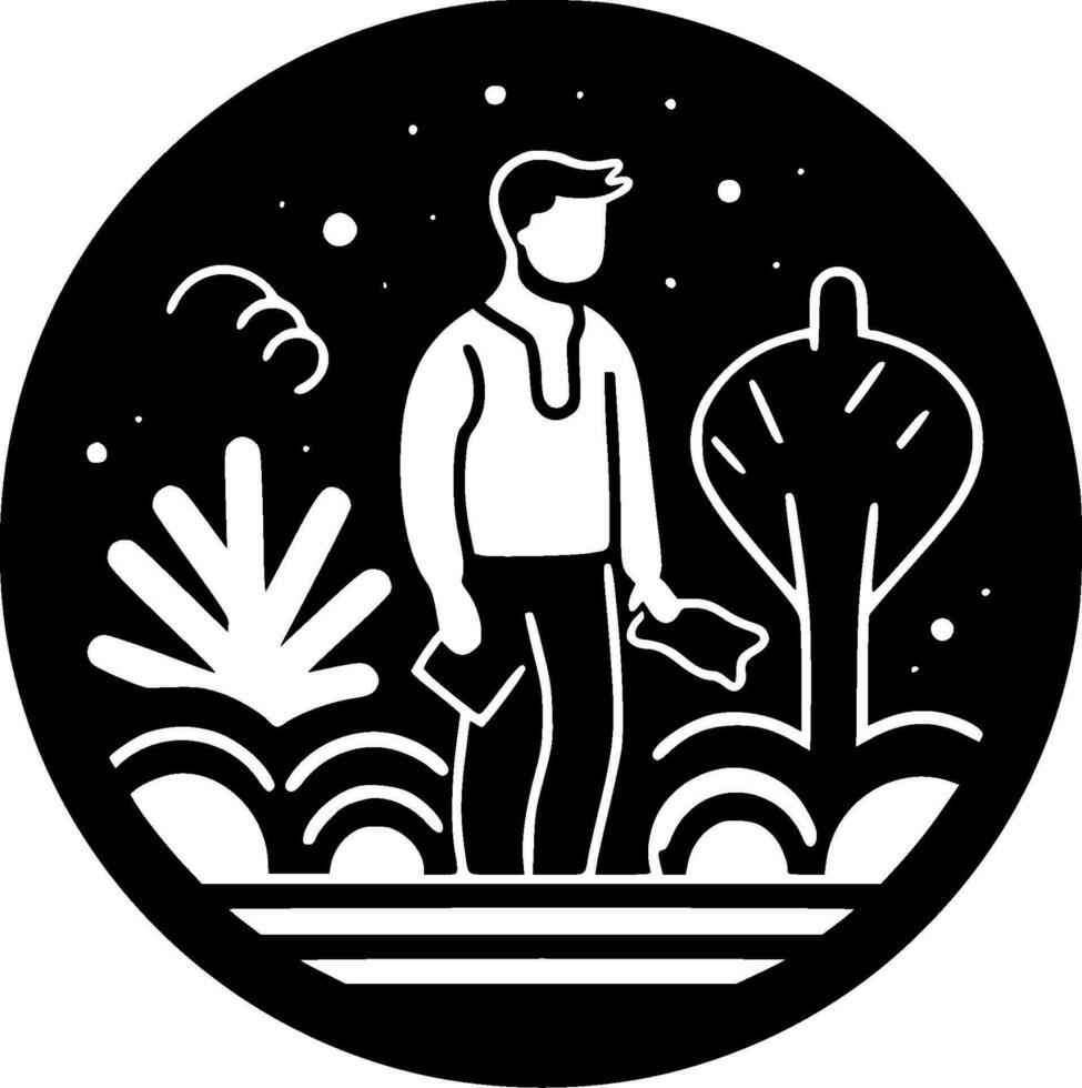 Garden - Black and White Isolated Icon - Vector illustration