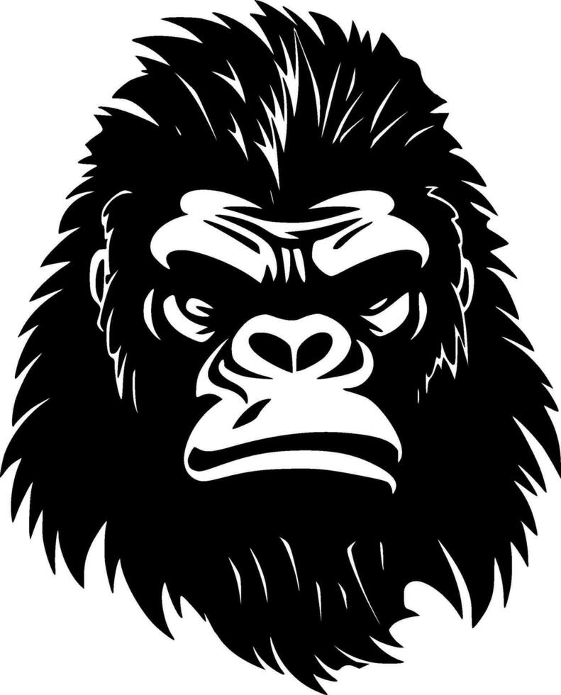 Gorilla, Black and White Vector illustration