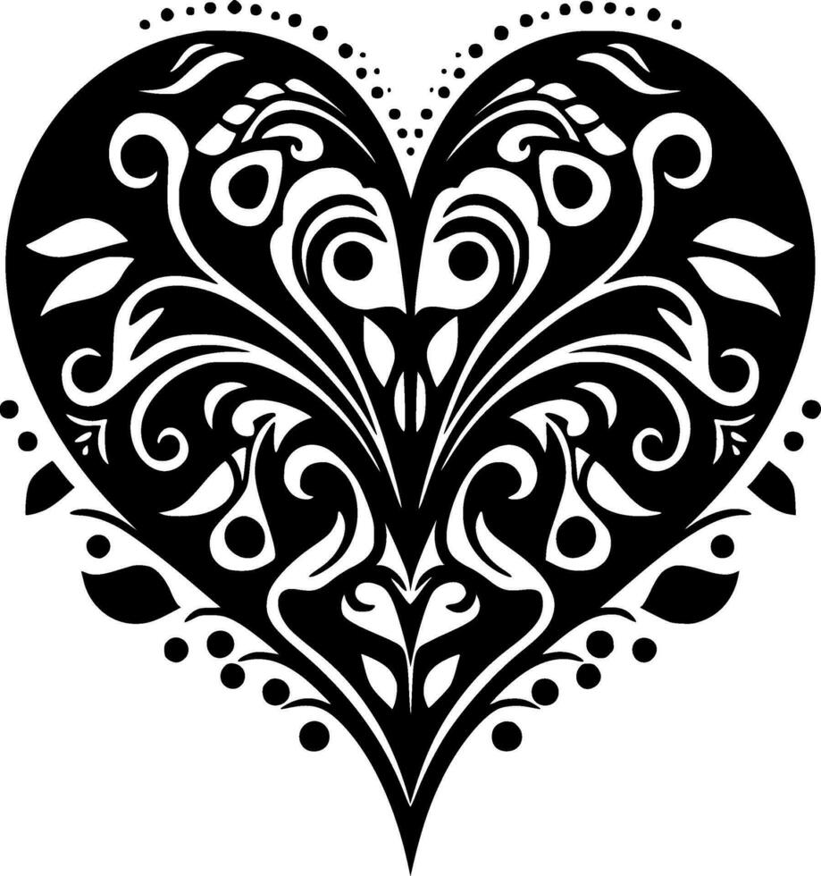 corazón - negro y blanco aislado icono - vector ilustración