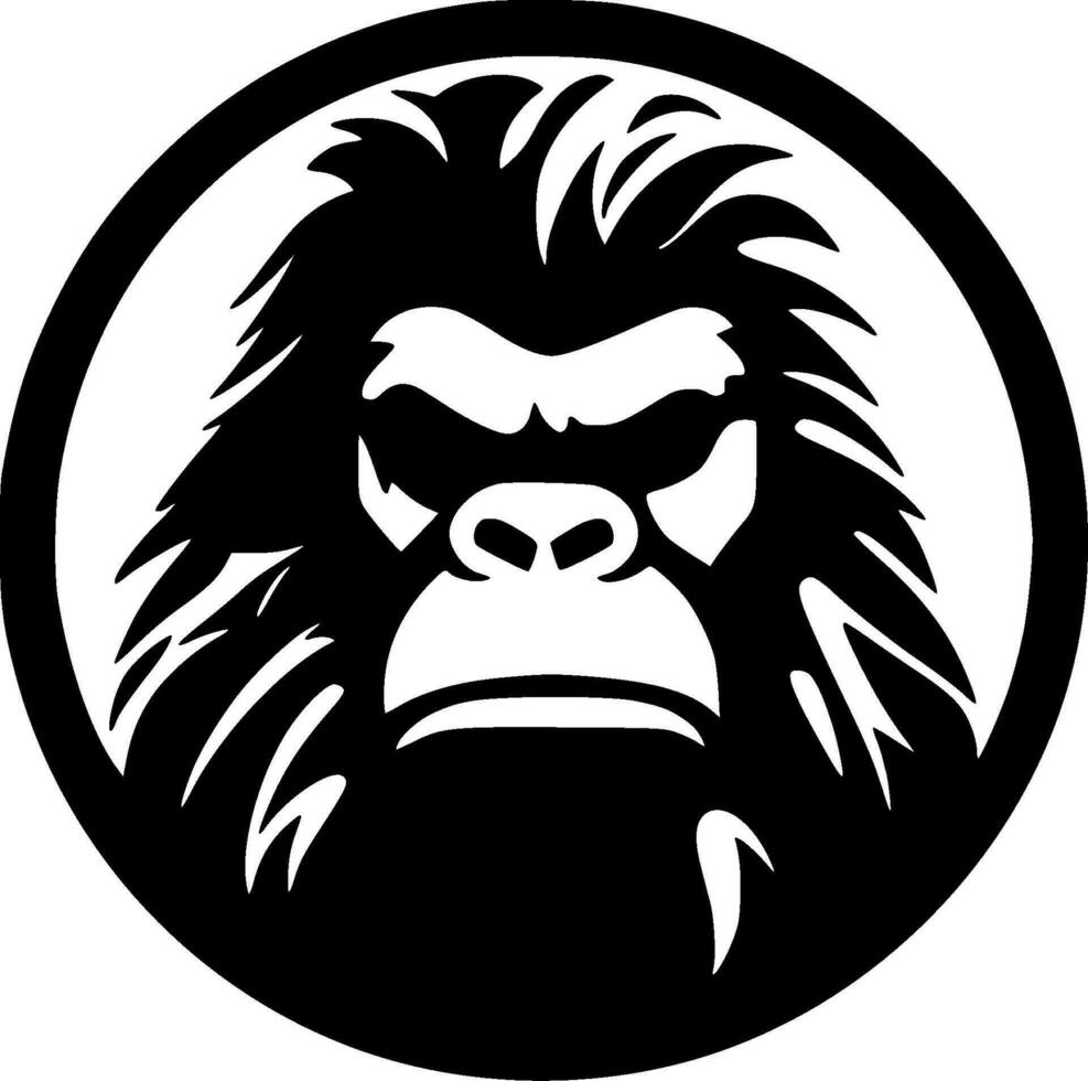 Gorilla, Black and White Vector illustration