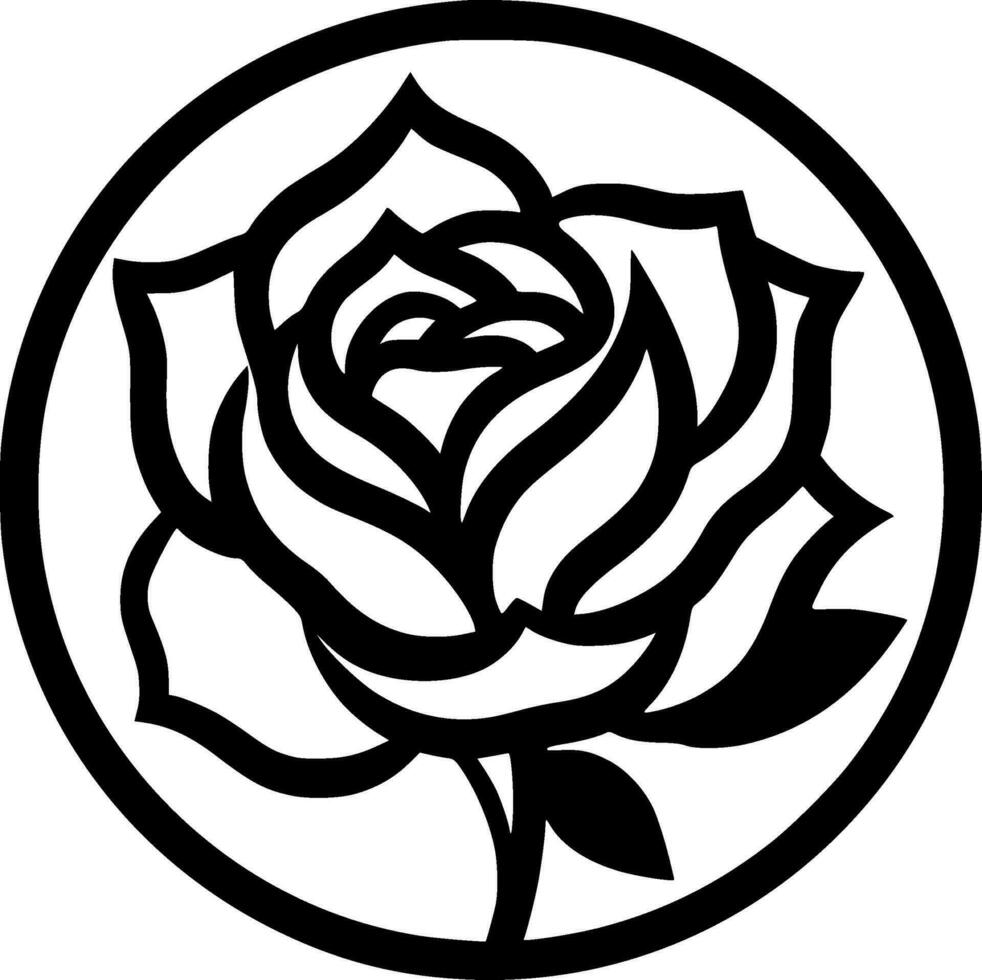 flor - negro y blanco aislado icono - vector ilustración