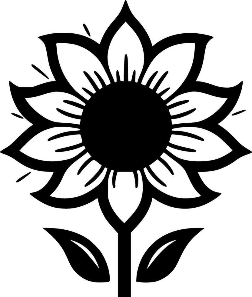 Flower - Black and White Isolated Icon - Vector illustration