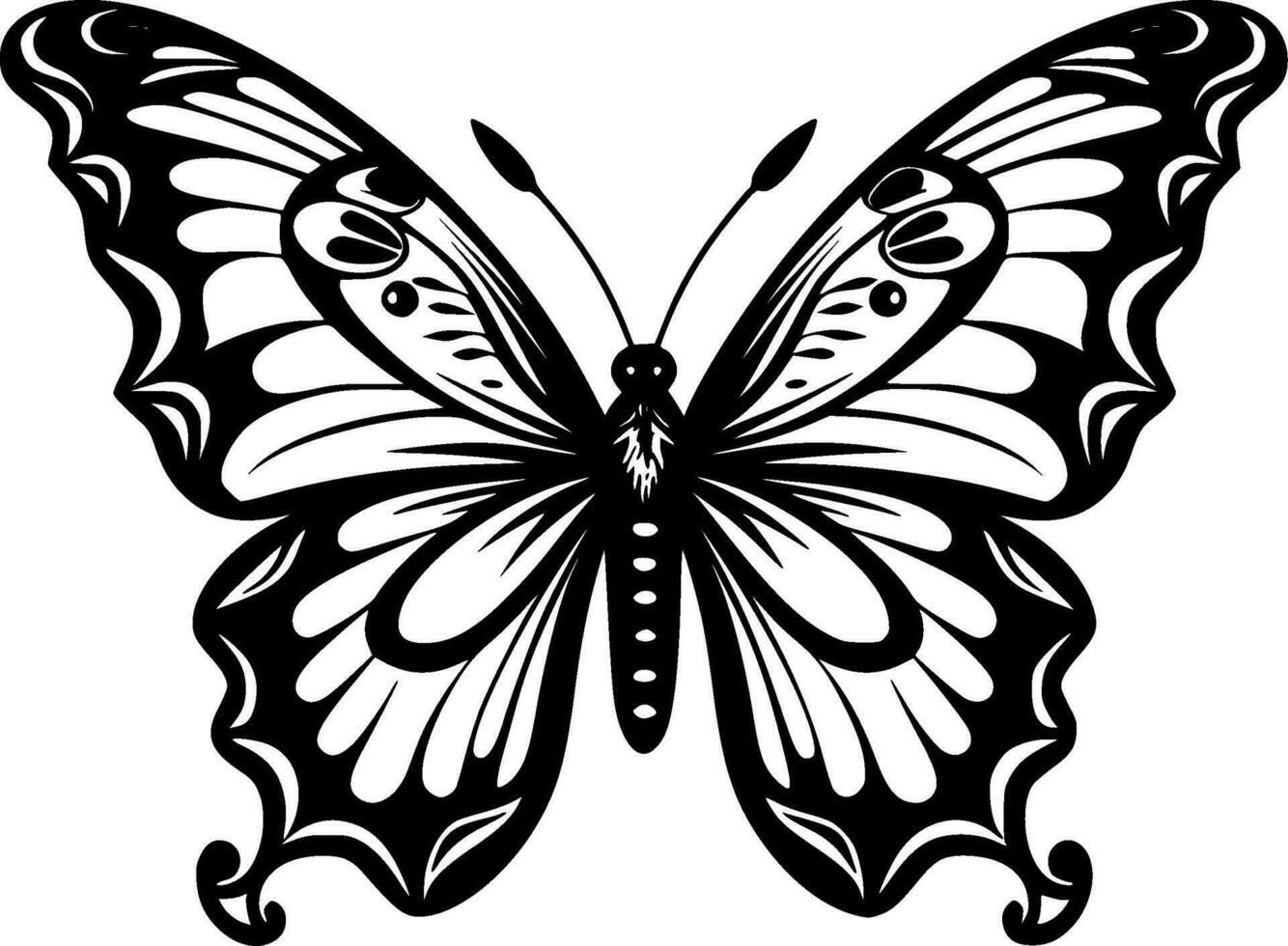 mariposa, negro y blanco vector ilustración