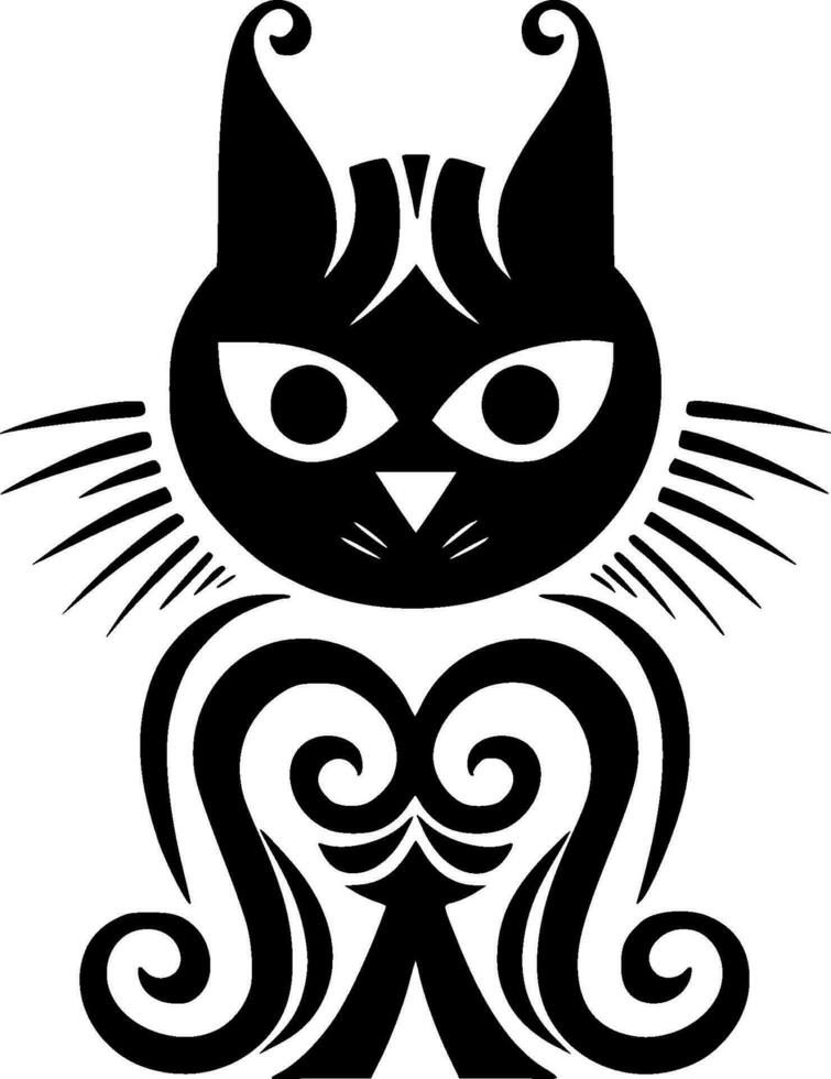 Cat, Black and White Vector illustration