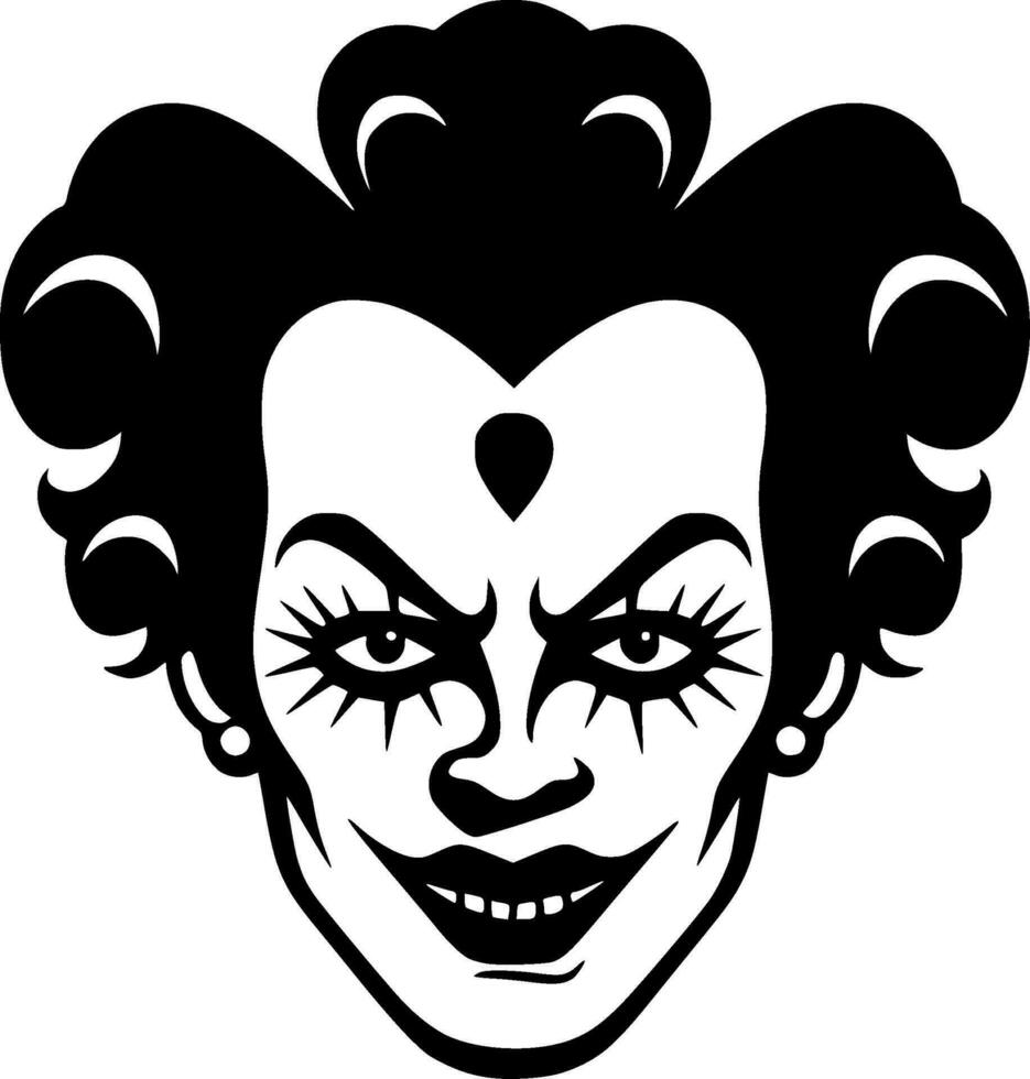 payaso - negro y blanco aislado icono - vector ilustración