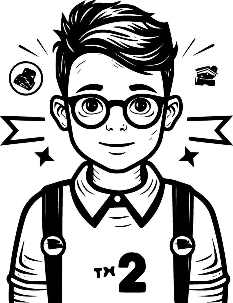 Back To School, Black and White Vector illustration