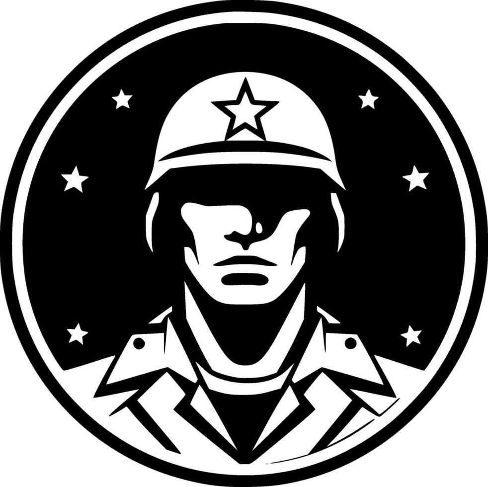 Ejército - negro y blanco aislado icono - vector ilustración