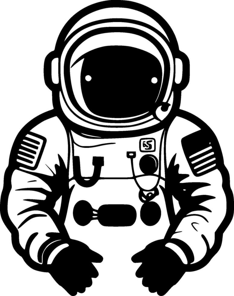 Astronaut - Black and White Isolated Icon - Vector illustration