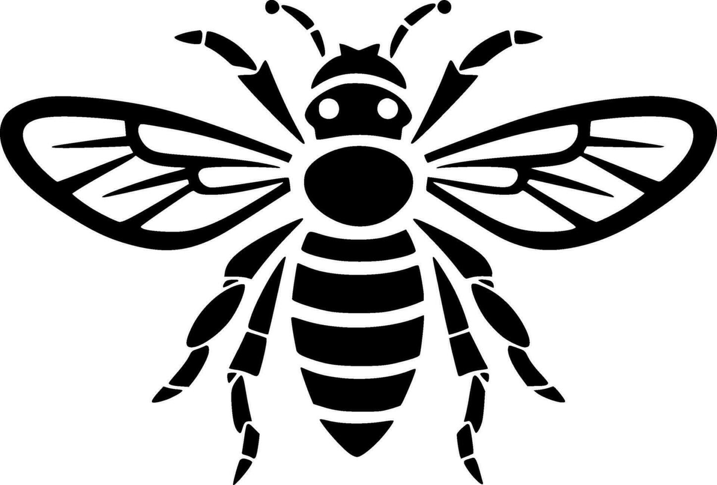 Bee, Black and White Vector illustration