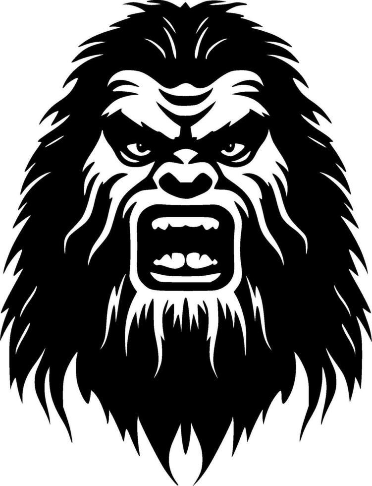 Bigfoot, Black and White Vector illustration