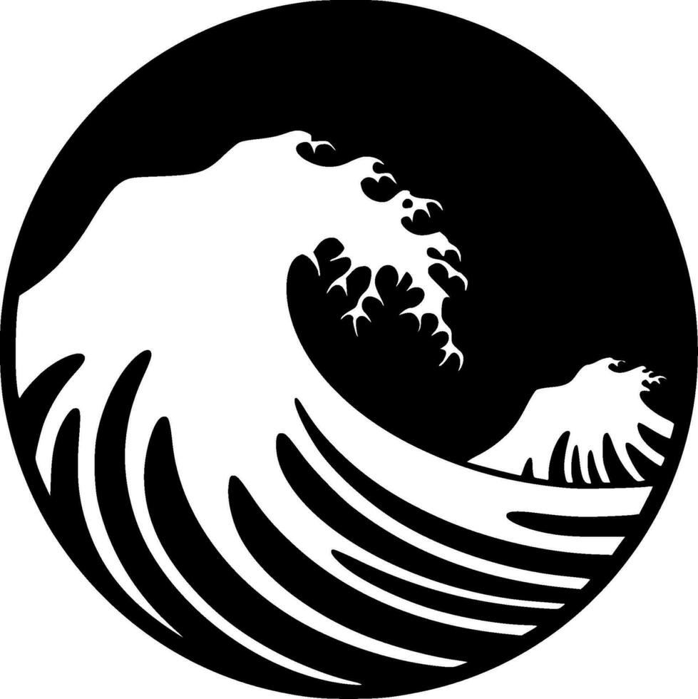 Wave - Black and White Isolated Icon - Vector illustration
