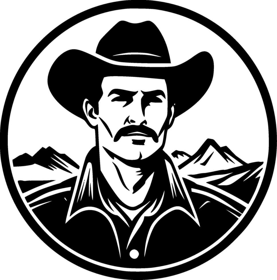 Western - Black and White Isolated Icon - Vector illustration