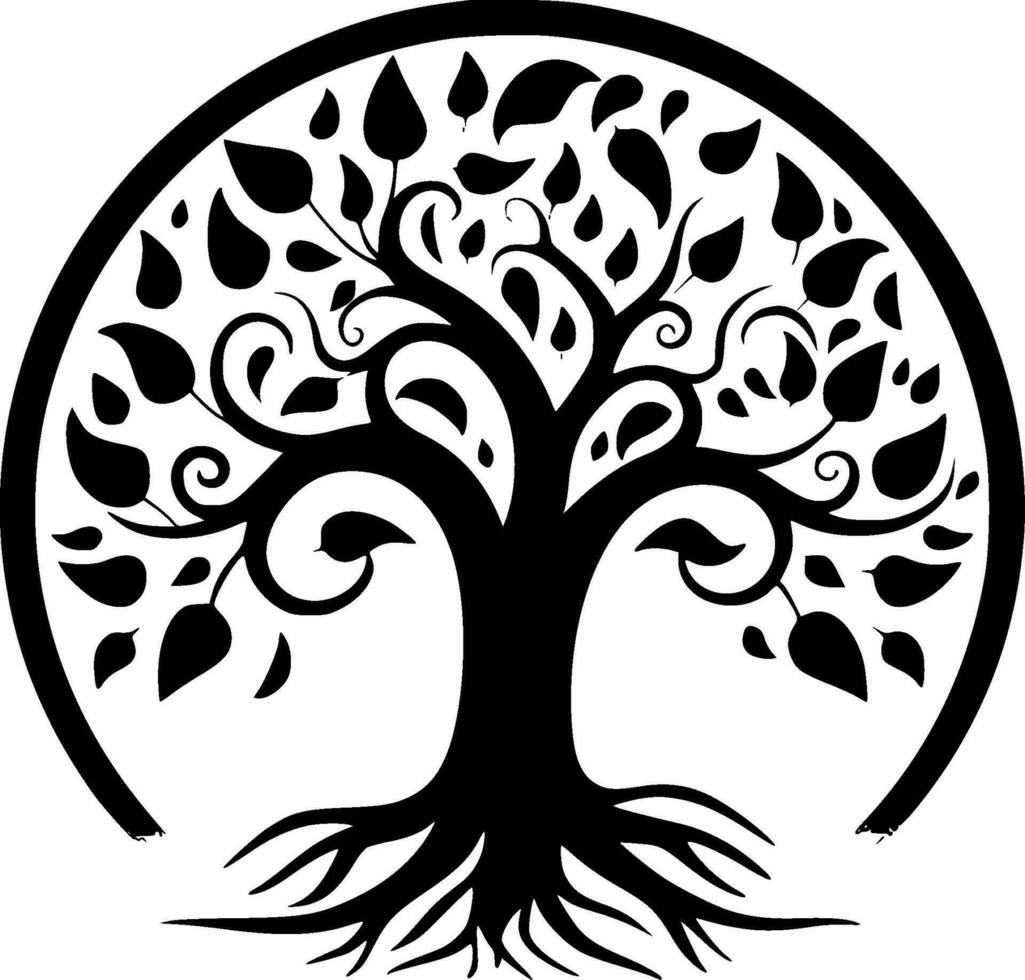 Tree - Black and White Isolated Icon - Vector illustration