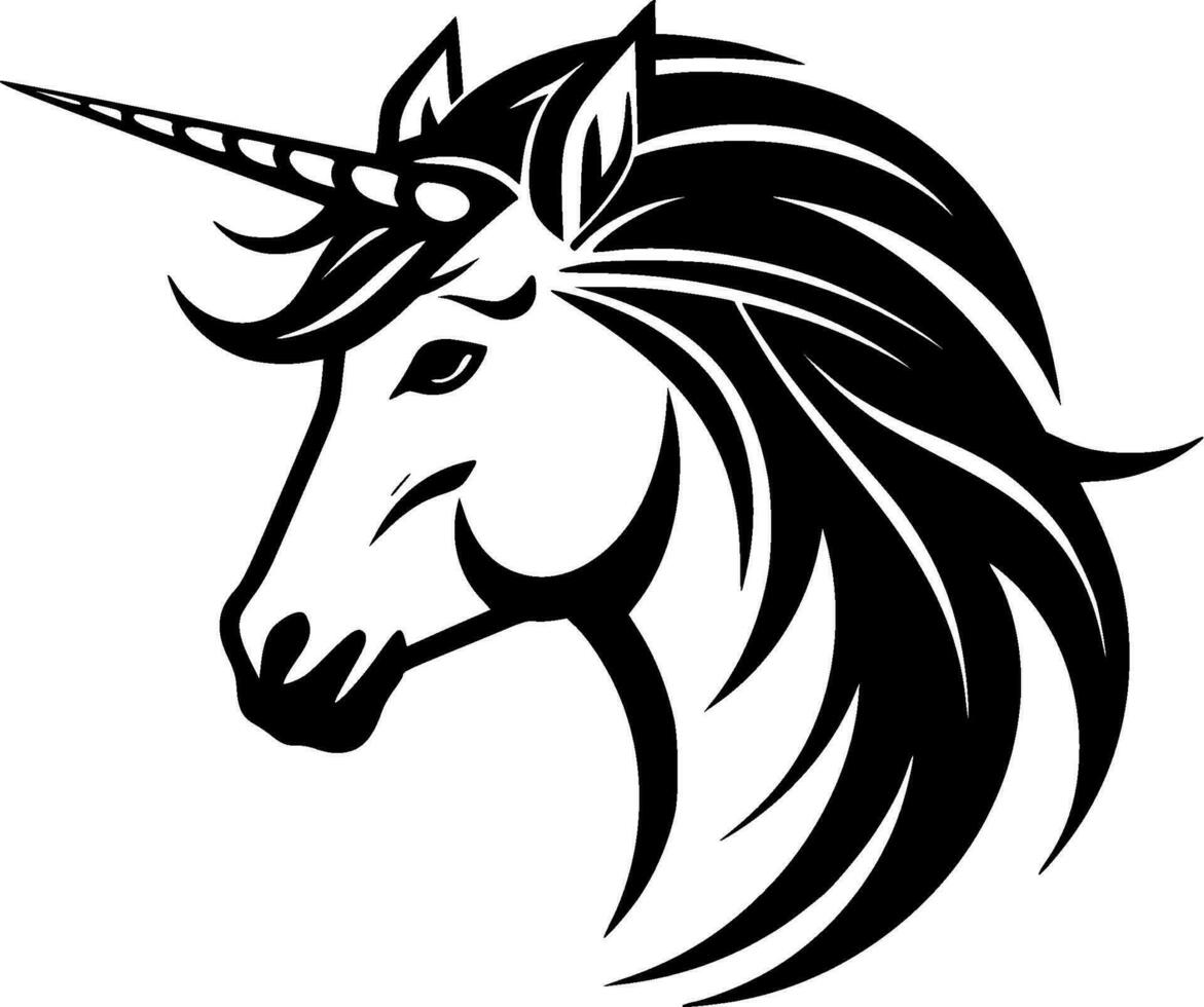 unicornio - negro y blanco aislado icono - vector ilustración