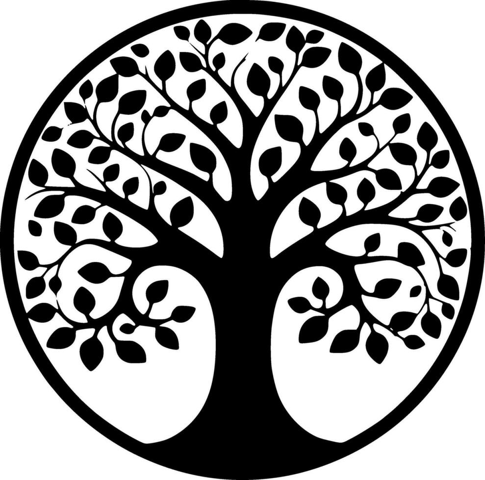 árbol, negro y blanco vector ilustración