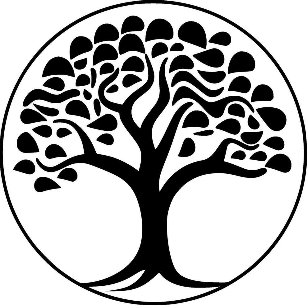 Tree - Black and White Isolated Icon - Vector illustration