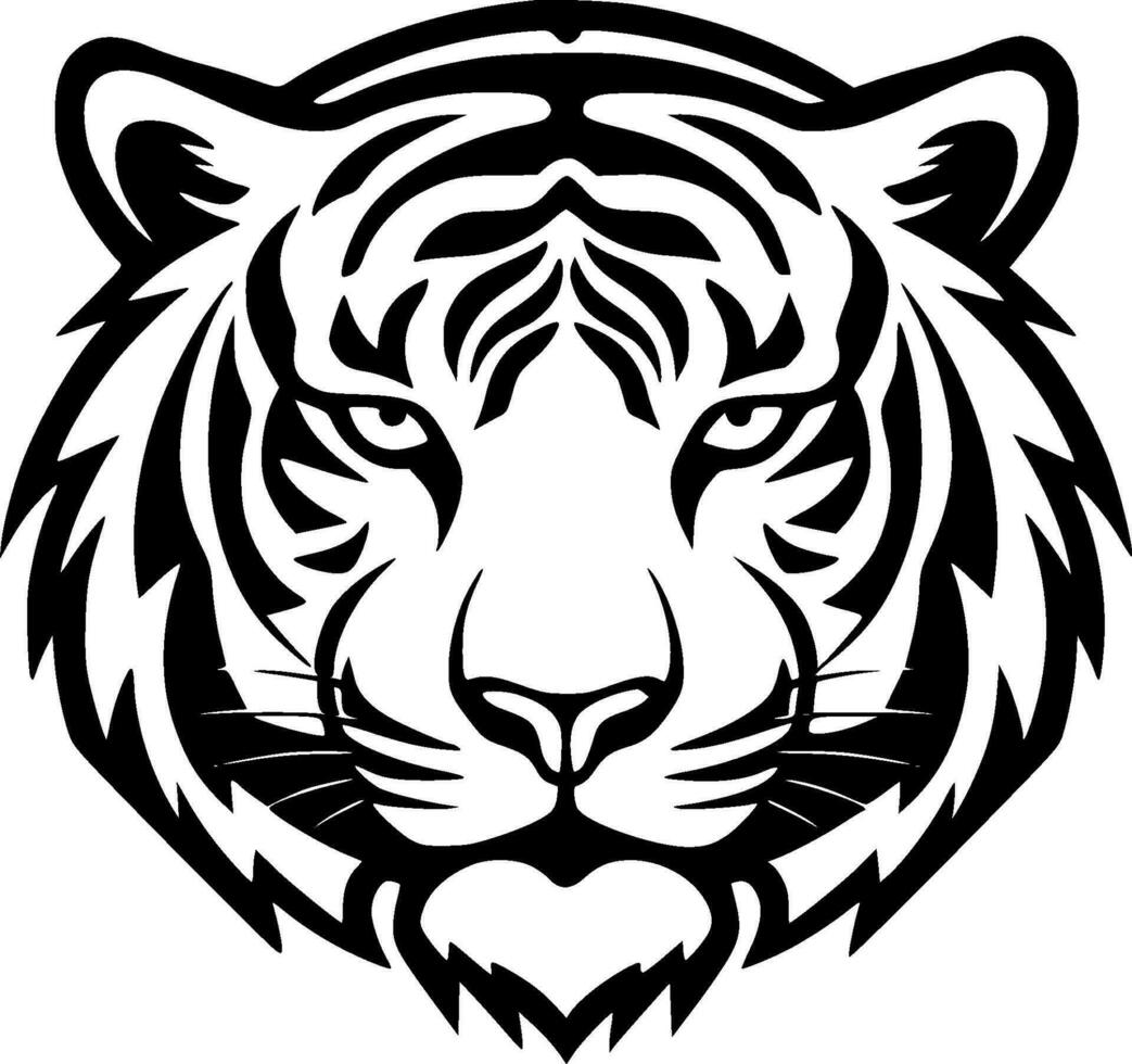 Tigre - negro y blanco aislado icono - vector ilustración