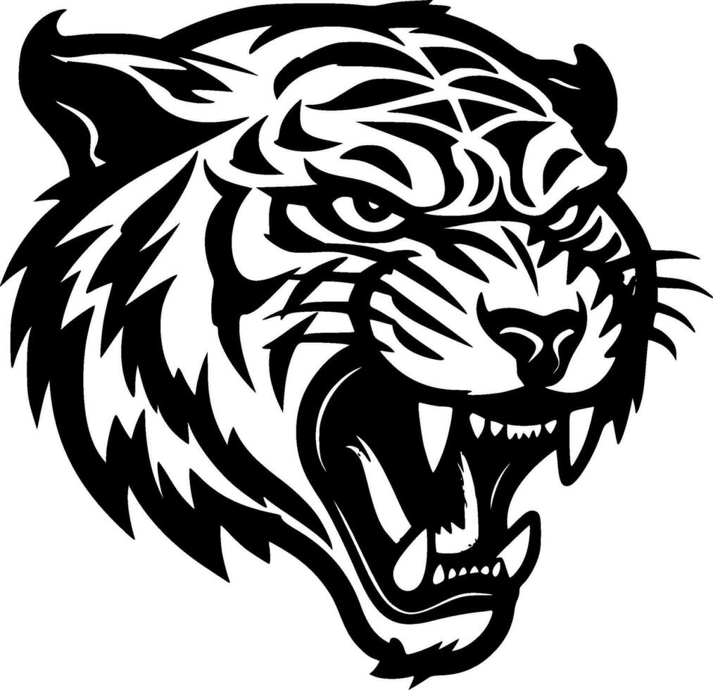 Tigre - negro y blanco aislado icono - vector ilustración