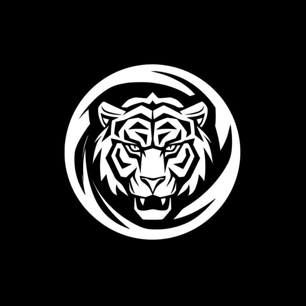 Tiger - Black and White Isolated Icon - Vector illustration